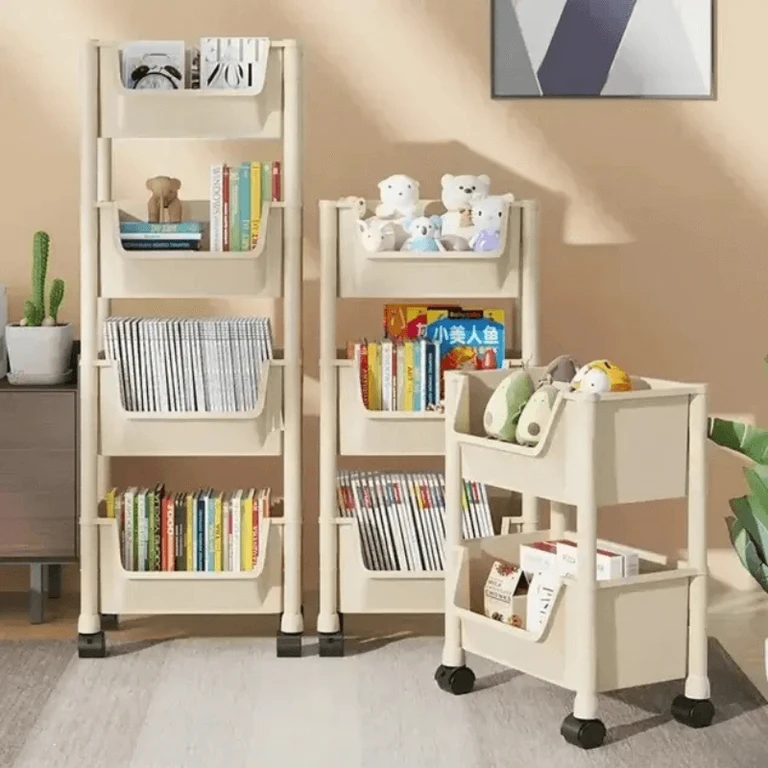2-Tier, 3-Tier, 4-Tier, 5-Tier Storage Trolley   Bucket Bookshelf Office Study room Salon Kitchen Storage Racks Corner Narrow Slit Storage Cabinet Bathroom Living Rooms Home Trolleys Organizers in white