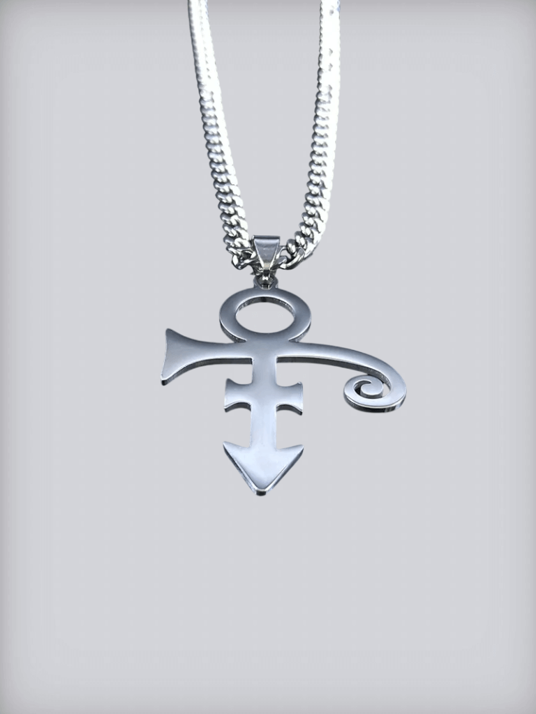 Genflex gender neutral unisex Women’s woman womens Men’s man Mens Punkrock Gothic Indie Hiphop The RIP Memorial Symbol Love Logo Steampunk Stainless Steel The Minimalism Artist Love Symbol Prince Pendant box chain Necklaces in silver color