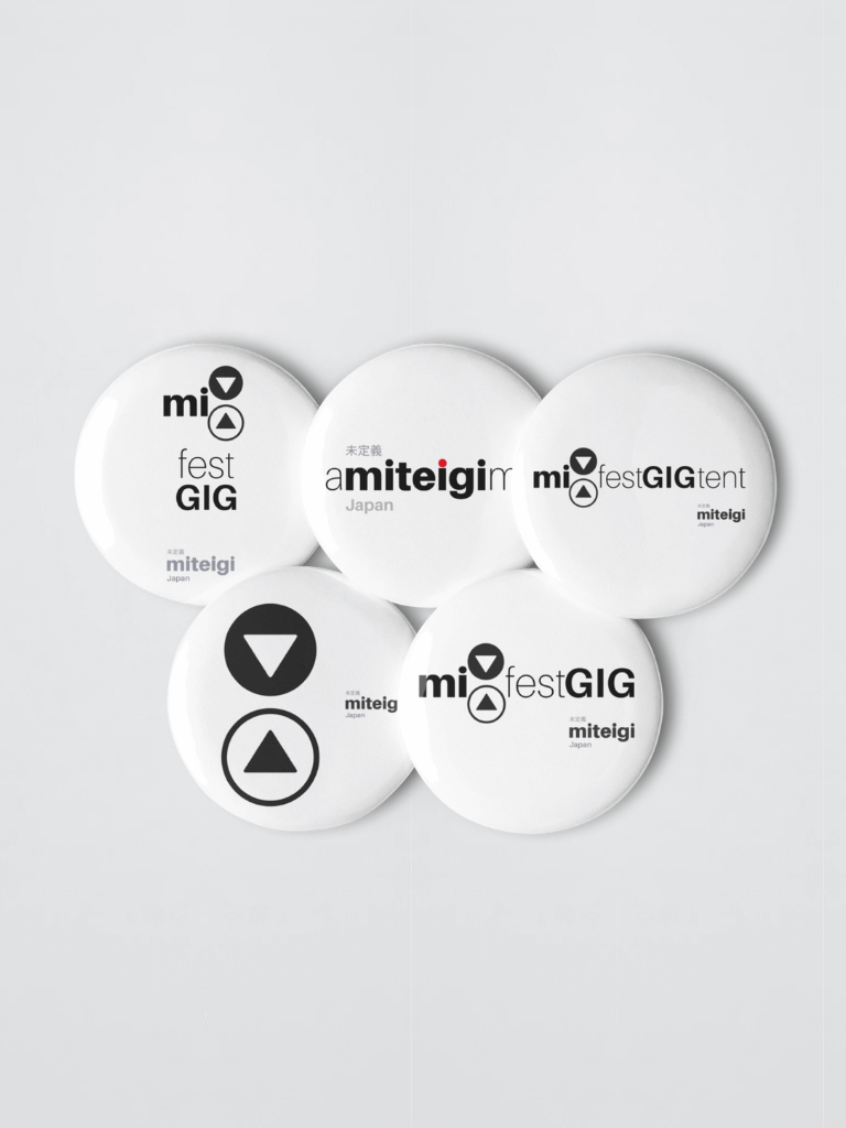 mi GIG Lapel Pin 5-Piece Set mix   festival gig tent mix gear Hat Bag accessory Badge Metal Lapel Pins miteigi logo branded in white