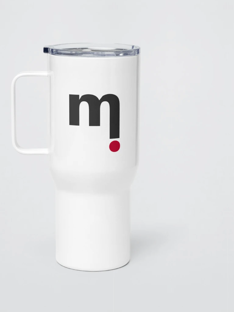 mi Spotify Playlist Travel Mug with Handle miteigi logo branded with handle Fitness Sports Activewear Mugs Drinks flask drinkware containers in white