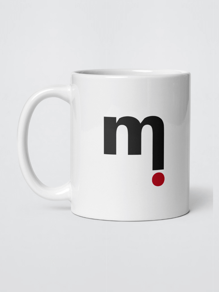 mi Playlist White Glossy miteigi logo branded white ceramic mugs, 11 oz