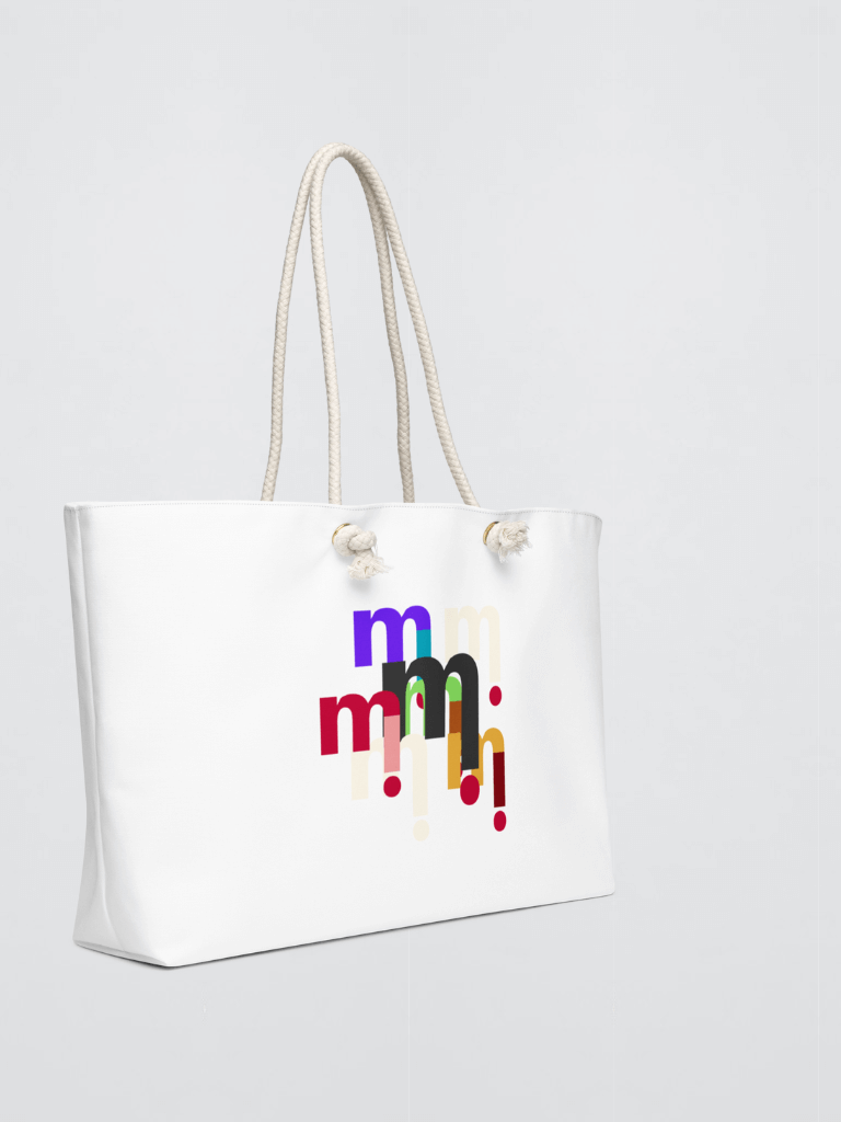 mi Playlist Oversized Weekender Bag miteigi Logo branded cotton-blend twill luggage large everyday use shopping beach bags multicolor design baggage in white with multi