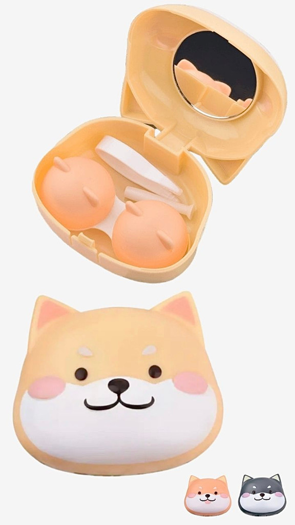 Shiba Inu Contact Lens Case Kit Portable Cute Cartoon Travel Plastic Holder Container Storage Soaking Box Cases Eyewear Accessories Trending