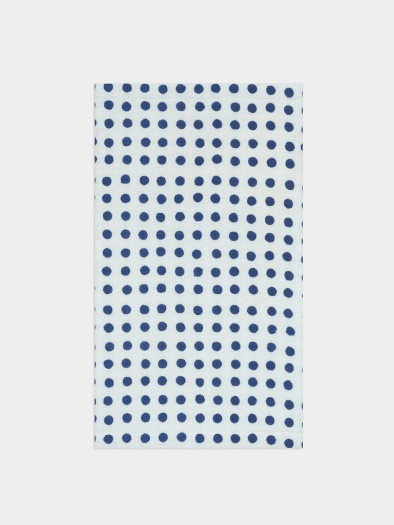 Japanese cotton-blend Mameshibori Hand Towels in white with traditional blue dots pattern