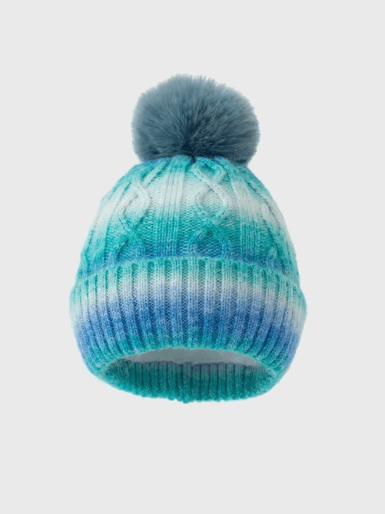 Women’s woman womens Winter multicolour Knitting Fur Pompom Thick Plush Cap Beanie Solid Color Ladies Warm Ski Snow Skullies Beanies hats in cerium blue, multi color
