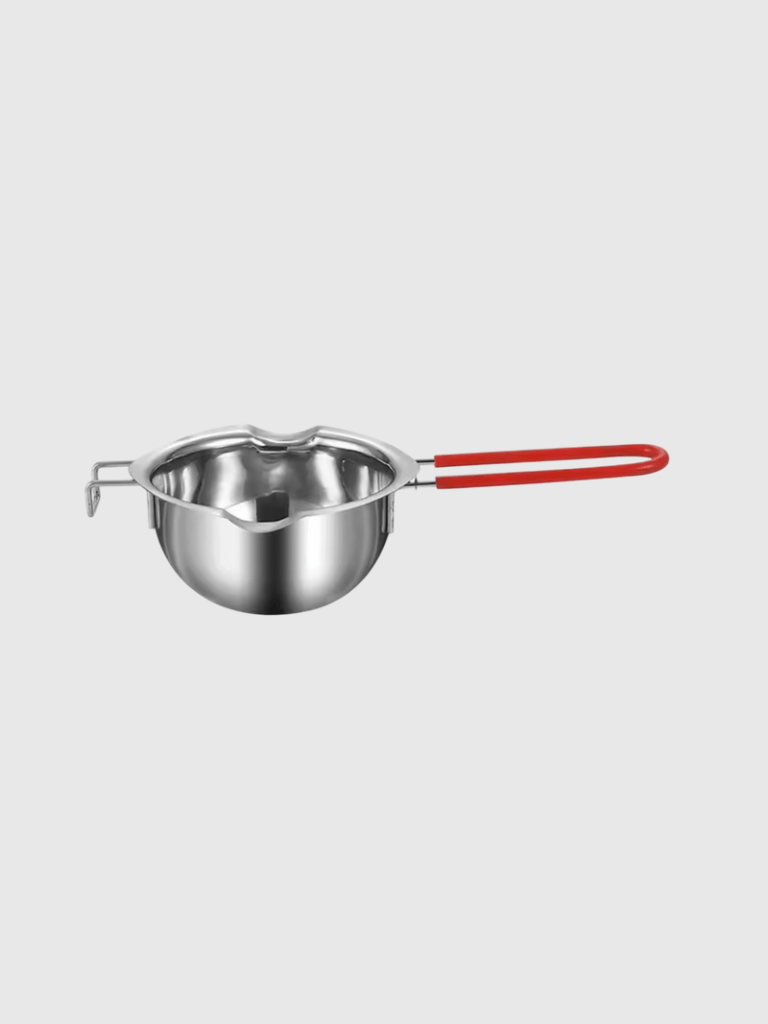 Stainless Steel Wax Melting Pot Double Boiler Pot for Melting Chocolate Candy and Candle Chocolate Warmer Melting Bowl Bakeware 400ml, 600ml with red handle