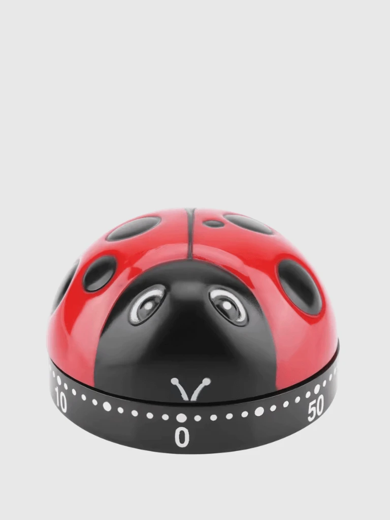 Cute animal Ladybug Ladybird character Kitchen food Cooking Timer manual mechanical Kitchen Large Countdown Countup for Classroom Fitness Baking Stopwatch Timers preparation Tools in black and red