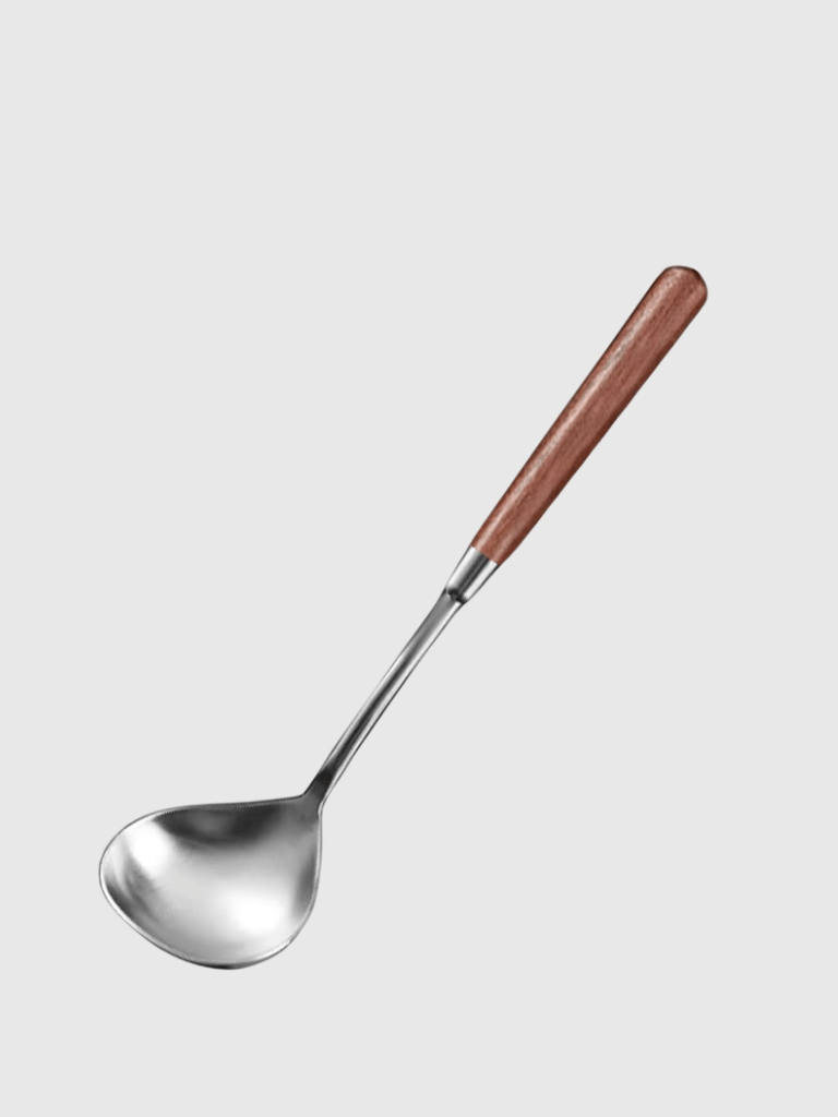 Stainless Steel Long Handle Spoon with Walnut wooden Finish in natural brown color Kitchen accessories serveware Spoons aids Accessory tools