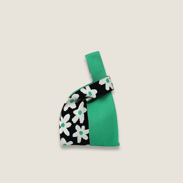 Geo Retro woman women’s High-End Fashion floral flowers geometric design Style Exquisite Pattern Wrist Handbag, Durable and Wear-Resistant Knitted Fabric Can Be Used for a Long Time, Suitable for All Seasons, Can Be Used by Women for Travel, Vacation, Walking and Shopping Bags in green with black multi color