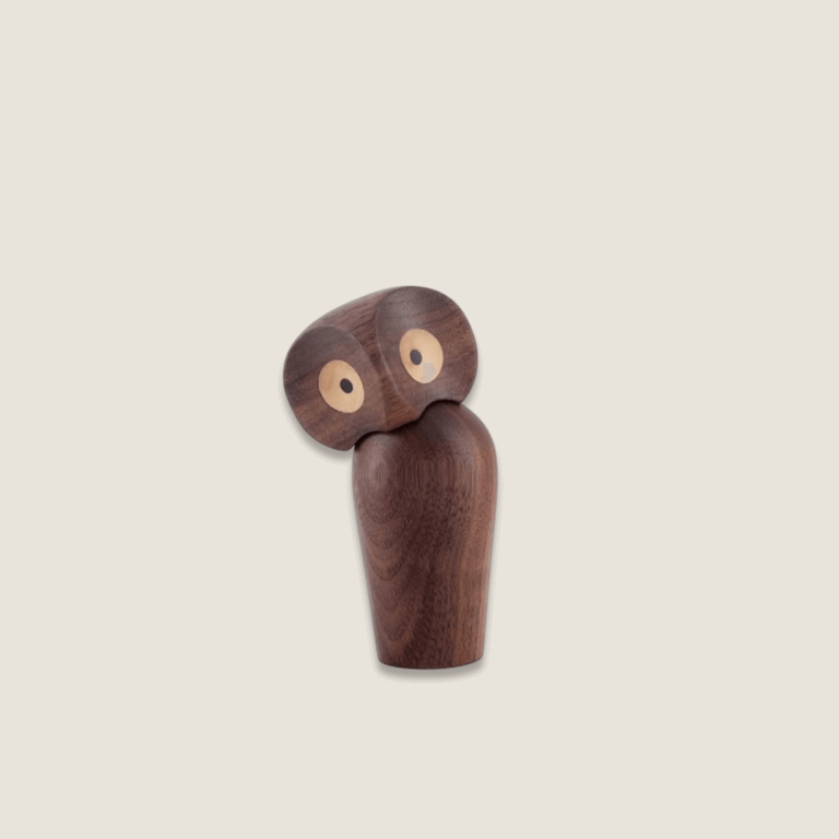 Wooden Owl animal Ornament Gift Creative Home Decoration Accessories Decor Figurine Modern Miniature Figurines in dark brown