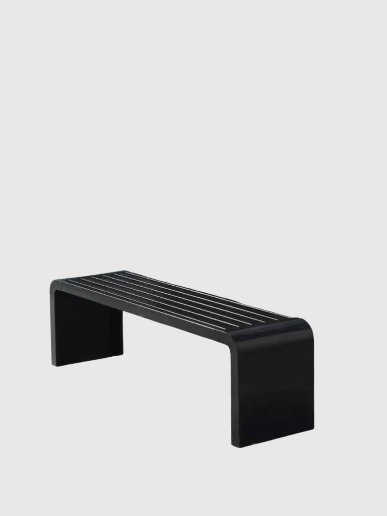 Stainless Steel Outdoor Street Mall Park Patio Classic Metal Bench Garden Leisure Chair Street Seat Without Hand Rest Benches in black With slats