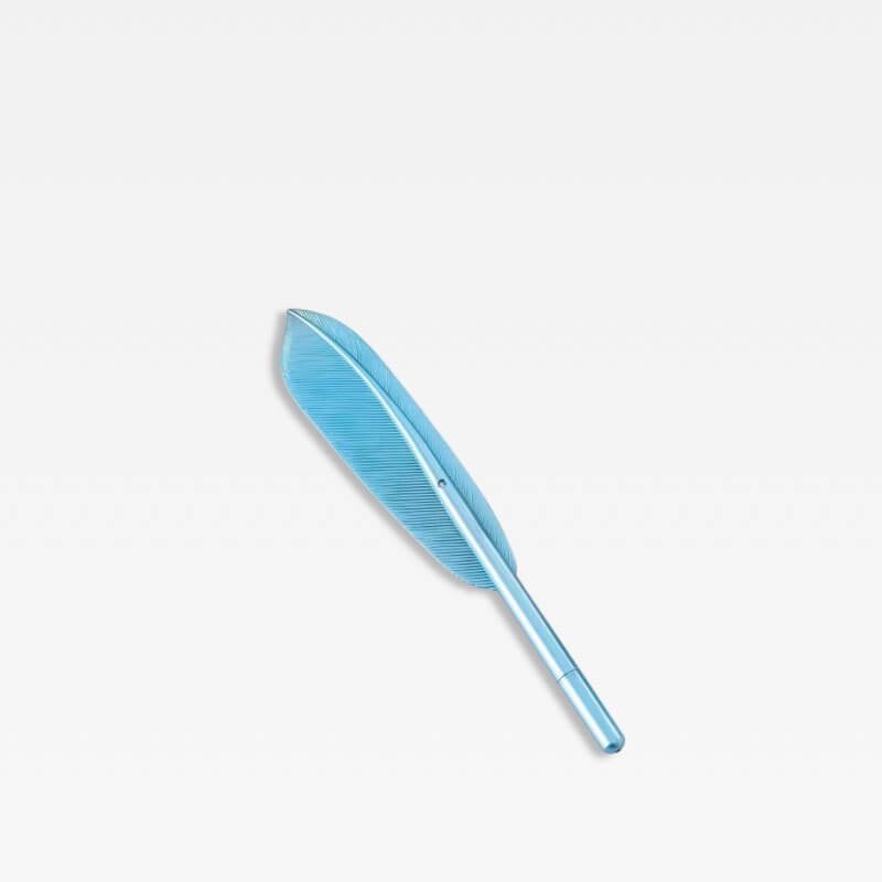 Office School home study room 1 Piece Korean Stationery Cute Feather Ballpoint Pen Creative Bent birds feathers wing accessories Supplies Gel Pens Gifting writing accessory in light blue color