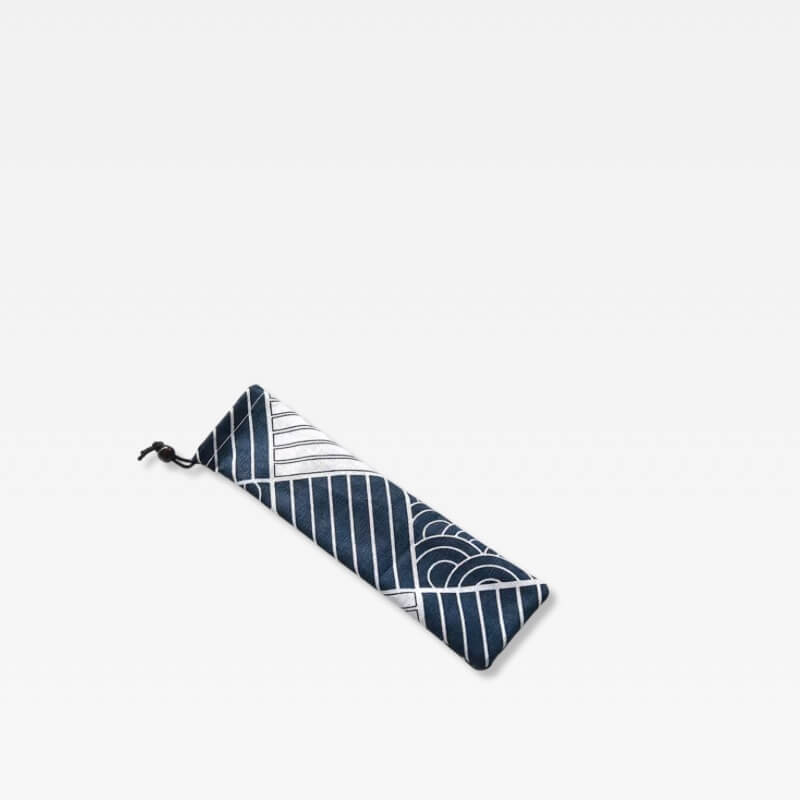 Japanese rice paddy fields patterns chopsticks Cutlery drawcord Flatware Pouch in traditional design with drawstring close Lunch dining accessories closure travel office work lunch bags Accessory in blue with white multi color