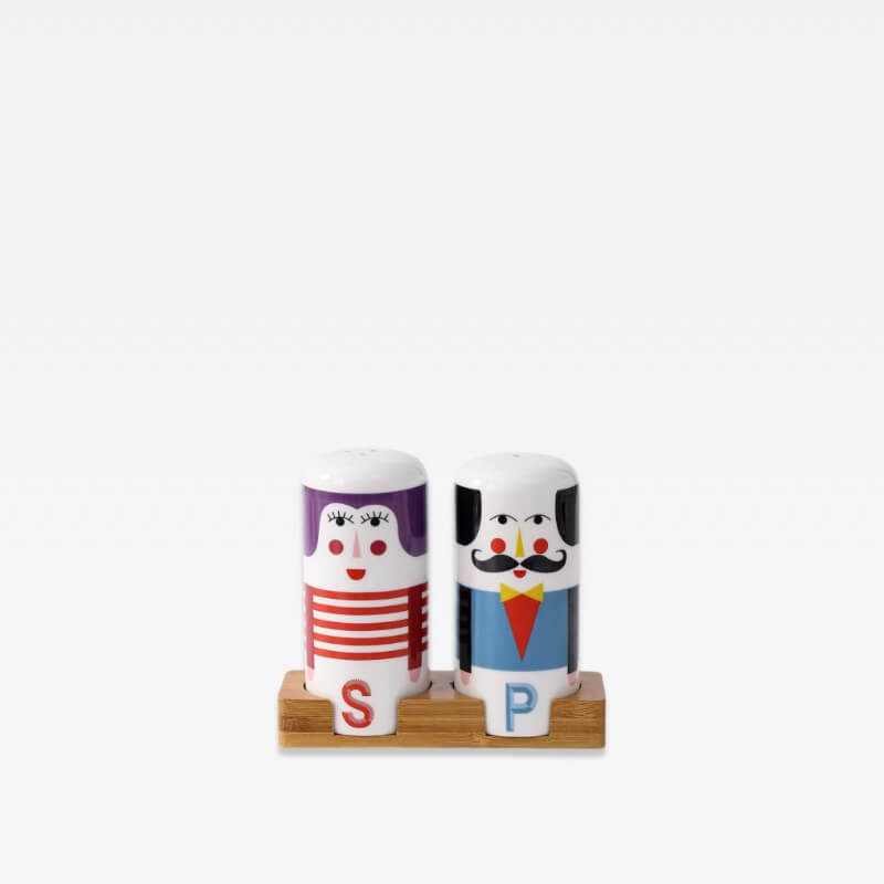 Ceramic and Bamboo Wooden modern Christmas Holidays theme Queen and King of Cards cartoon design Salt & Pepper Seasoning shaker Set Tabletop and bar dining accessory Dinnerware Condiments accessories with condiment tray Jar Kitchen Wedding Decoration Birthday Gift Personalized Ceramics Salt Pigs, Cellars & Servers Gifts size guide in white patchwork multi color