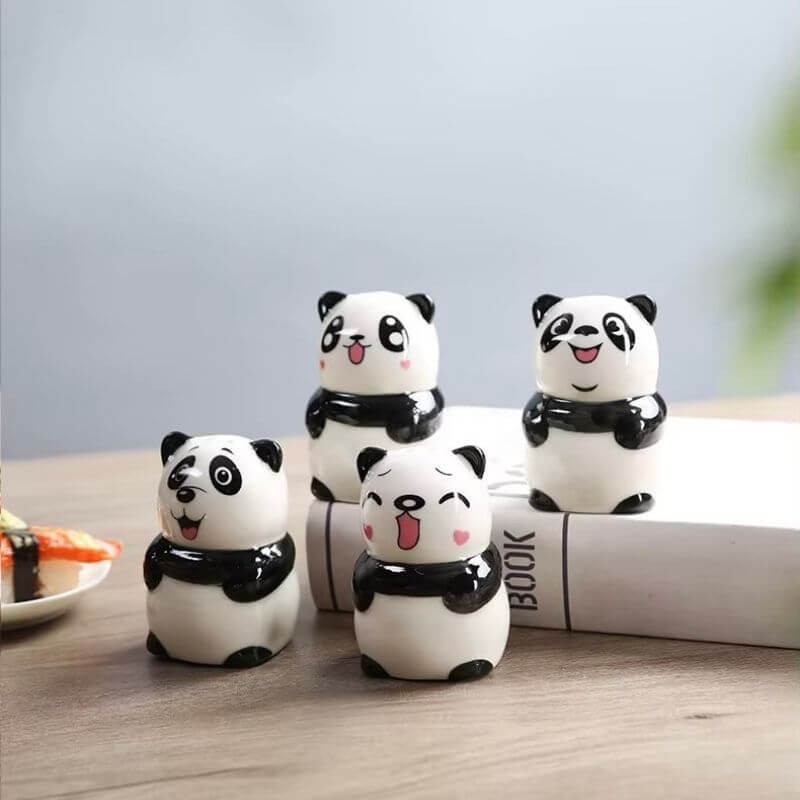 Japanese style Ceramic Panda cartoon animal design Spice Jar Cartoon Seasoning Bottle Salt and Pepper Shaker Container set Can Seasoning shakers Organizer accessory sets Kitchen Accessories Salt Pigs, Cellars & Servers style Funny, Laugh, Cute, Smile in black and white