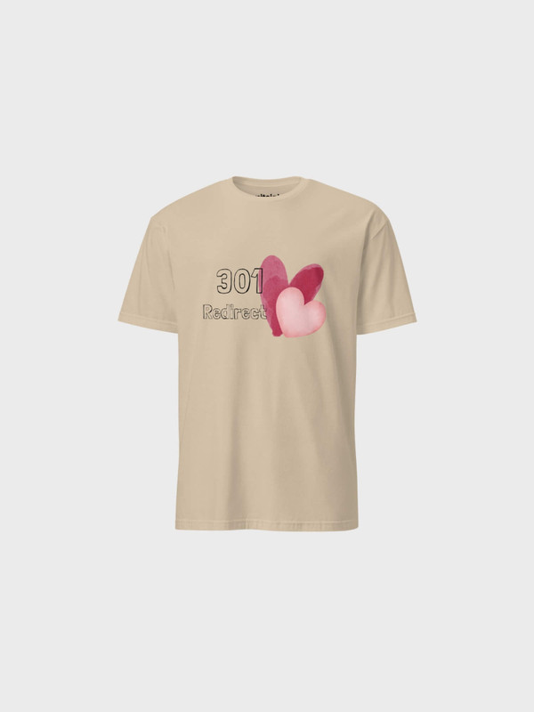 Women’s woman womens Men’s man mens Unisex Genflex Gender Neutral Genderfluid petite-, tall-, plus-, size  301 Redirect Letter print Love hearts graphic short-sleeves round O-neck crewneck T-Shirt in sand beige light brown color Vacation holiday getaway summer T-Shirts Tees tops