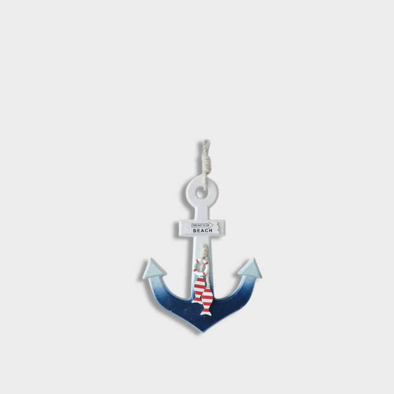 Indoor Outdoor Garden New England USA American Mediterranean Nautical ships Anchor Navigation Decoration Wooden Marine Crafts Home Wall Courtyard Decor Pendant Hanging Clothes Hook Beach Sign in deep dark blue with white multi color