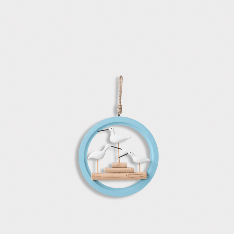 Home Outdoors Garden Nautical Seabird Pendant Ocean Wall Hanging Lawn Ornaments Coastal Home Bird Wall Art Hanging Seagull Ornament Sculpture Wreath 3D Decor in light blue with white multi color