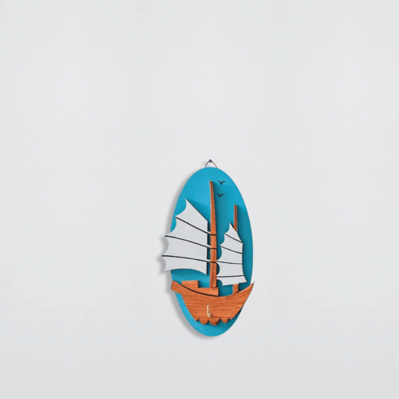 Indoor Outdoor Garden South East Asian pastel Colored Nautical Themed Entryway reception Home Decorative Nautical Wall Hook Coat Hanger Ocean Decor Key Hanger Hooks in sampan Chinese Thai junk boat sailing boats style in blue white, multi color