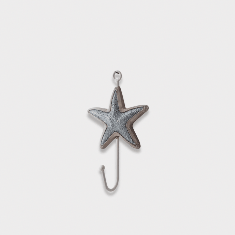 Indoor Outdoor Garden Nautical Themed Entryway reception Home Decorative boat starfish Hook Coat Hanger Ocean Decor Key Hanger Hooks in silver gray grey, multi color