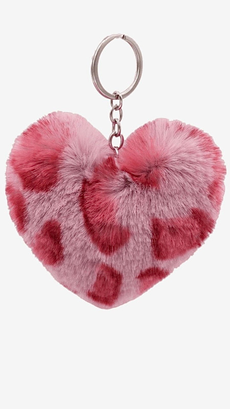 Cute Anime Leopard Print Love Heart Plush Keychain Winter Ladies Bag Pendant Fashion All match Hair Ball Car Pendant Small Keychains Gifts Key Chains Charm Trending in Red Dark Brown Brown Dark Green Pink White