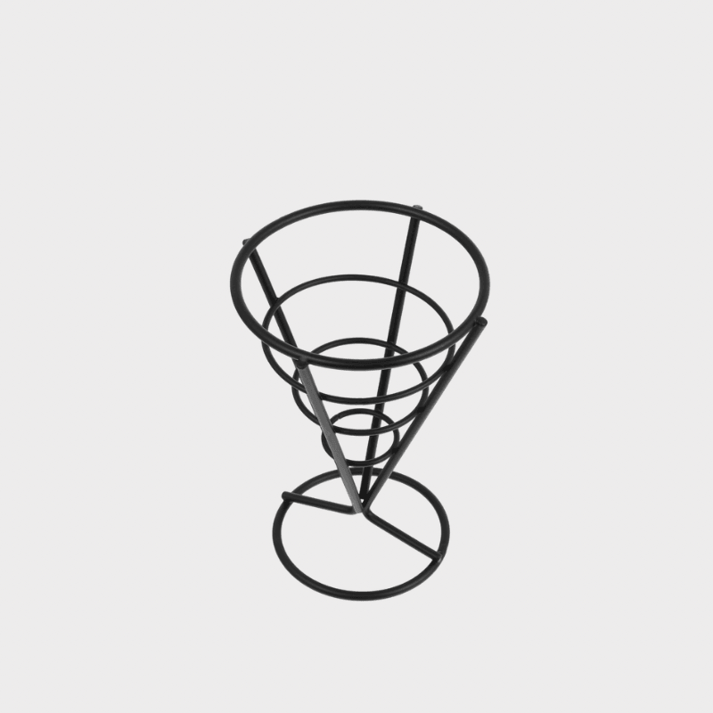 Tabletop and bar 1Pcs Cone Wire Basket Snack Holder Iron French Fries Stand for Fast Food Serving Easy Clean Kitchen Gadgets serveware baskets Accessory in charcoal black