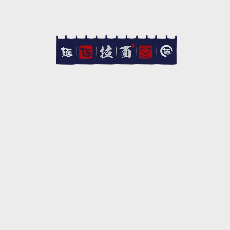 Japanese Horizontal Noren Curtain Sushi Restaurant Door Head Curtain Tavern Curtain Short Grill Barbecue Shop Noodles, Ramen Letter print design in red with white blue 6-Piece set