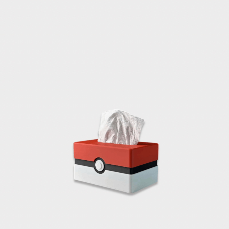 Japanese Pokemon Pikachu 16cm Anime Pokeball Cartoon Poke Ball Style Tissue Box 3D Print Storage Box Creativity Model Anime Peripheral Desk Decoration Gifting in red white with black
