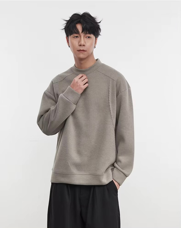 Men’s man mens petite-, tall-, plus-, size Patchwork Thickened Long T-shirt Sweatshirt 2025 Autumn Winter New Round Neck Slightly Wide Casual Tops Pullover Size M-2XL in dark Gray grey stripes
