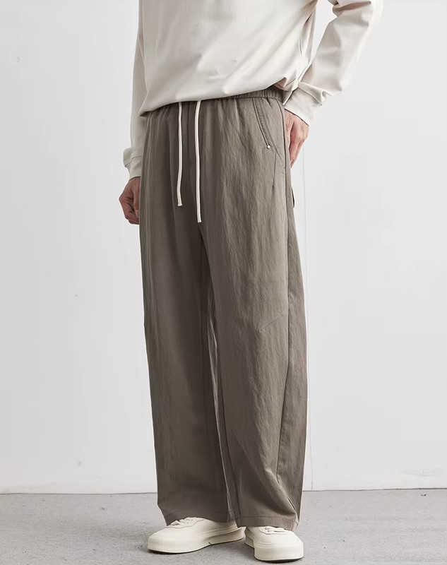 Men’s man mens petite-, tall-, plus-, size Straight Loose Casual Summer Solid Color Outdoor Sports Mid-rise Wide-leg Pants Breathable Thin Trousers in Coffee brown