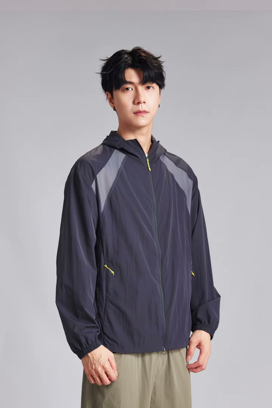 Men’s man mens petite-, tall-, plus-, size Patchwork Sun Protection Summer Lightweight Breathable UV Protection Outdoor Hooded Quick Dry Easy Street Jacket Coat Sports Windbreaker Outerwear Sportswear outdoor camping Outwear Jackets in dark blue