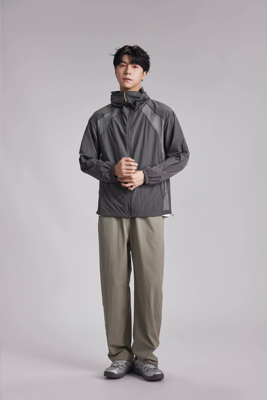 Men’s man mens petite-, tall-, plus-, size Patchwork Sun Protection Summer Lightweight Breathable UV Protection Outdoor Hooded Quick Dry Easy Street Jacket Coat Sports Windbreaker Outerwear Sportswear outdoor camping Outwear Jackets in Gray grey