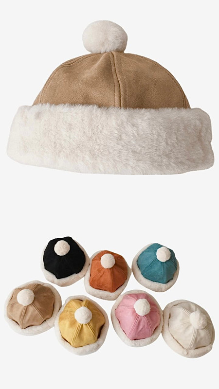 Baby Winter Boys Girls Suede Landlord Hat Warm Thicken Warm Hood Children Melon Leather Hat 7 Colors Candy Toddler Child Cap Hats & Caps Trending in Caramel Black Lake Blue Beige Khaki Yellow Pink