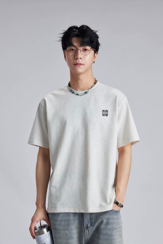 Men’s man mens petite-, tall-, plus-, size Mini graphic animal horse head embroidered Embroidery Color Contrast Summer Crew Neck Loose Soft Breathable Casual Short half Sleeve with drop shoulder crewneck round O-neck T-Shirt Tops T-Shirts in light Gray grey