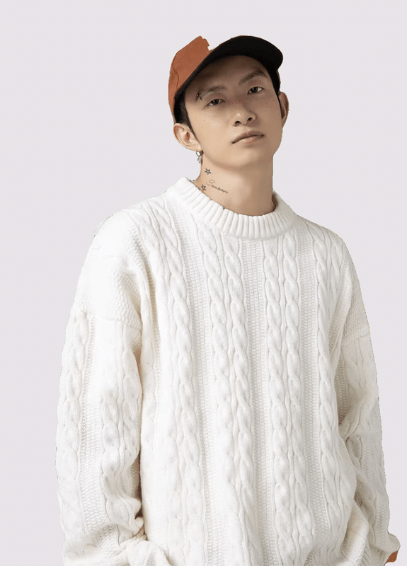 Women’s woman womens Men’s man mens Unisex Genflex Gender Neutral Genderfluid petite-, tall-, plus-, size vintage classic washed cable knit crewneck long sleeves with drop shoulder spring summer style, classic loose-fit casual round O-neck crew neck sweater Tops Sweaters in white