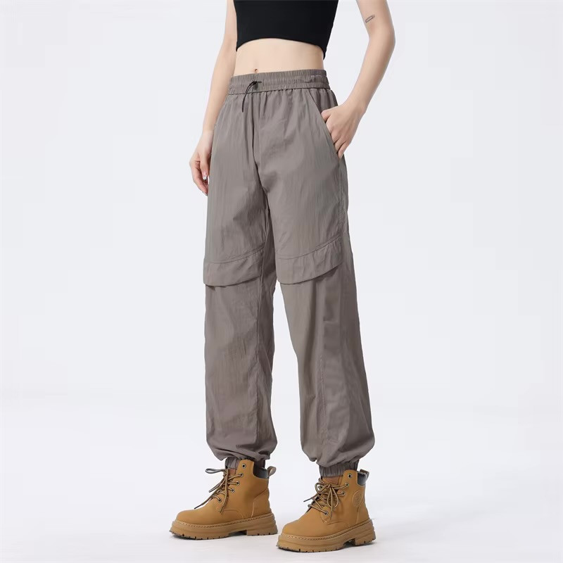 Women’s woman womens Men’s man mens Unisex Genflex Gender Neutral Genderfluid petite-, tall-, plus-, size Straight Loose American Youth Casual Straight Fashion Thin Style S-5XL Mid-rise Wide-leg Baggy Cargo Pants Breathable Thin Trousers in Khaki