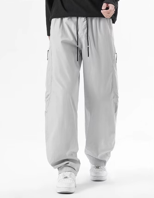 Women’s woman womens Men’s man mens Unisex Genflex Gender Neutral Genderfluid petite-, tall-, plus-, size Straight Loose American Youth Casual Straight Fashion Thin Style S-5XL Mid-rise Wide-leg Baggy Cargo Pants Breathable Thin Trousers in light Gray grey0