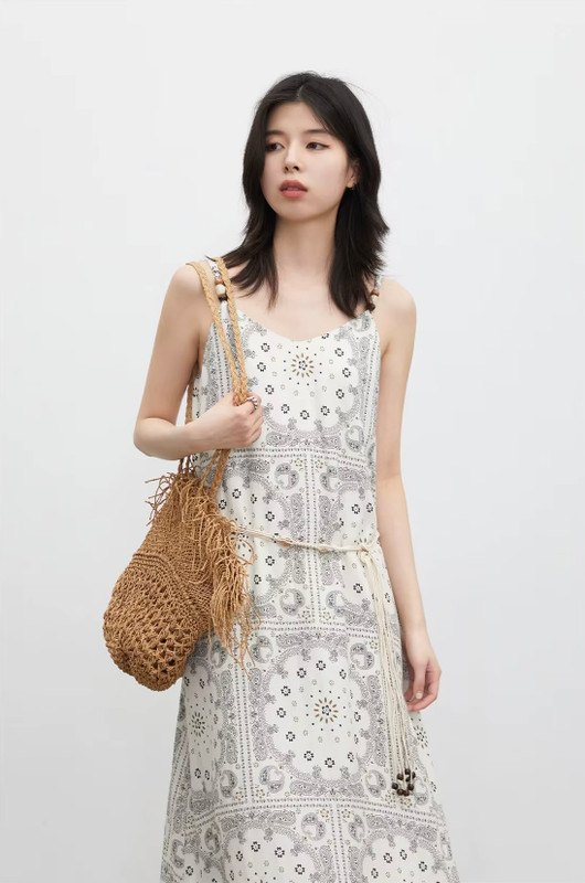 Women’s woman womens petite-, tall-, plus-, size Bohemian boho Casual Summer vacation holiday getaway Sexy v-neck H-Line Sleeveless spaghetti Ankle-Length maxi strap Dress Dresses in white with black patterned accent