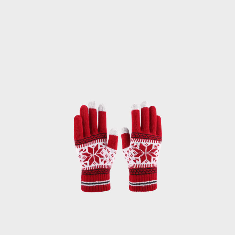 Women’s woman womens Men’s man mens Unisex Genflex Gender Neutral Genderfluid petite-, tall-, plus-, size office commute workwear Casual Fall Autumn Winter Christmas holiday seasonal cold weather accessory Warm Windproof Full Finger snowflake Touchscreen Cold Weather Hiking Outdoor gloves Fashion accessories in red with white