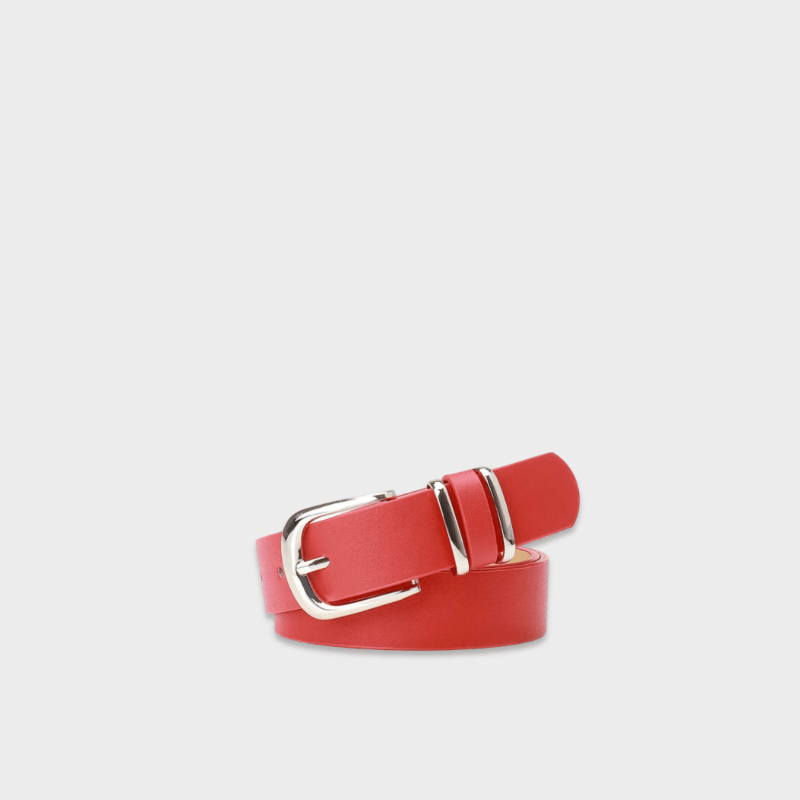 Women’s woman womens Men’s man mens Unisex Genflex Gender Neutral Genderfluid office commute workwear luxury Casual Metal Buckle PU Leather Waistband All-match Matching solid pattern Belt Fashion belts accessories in red