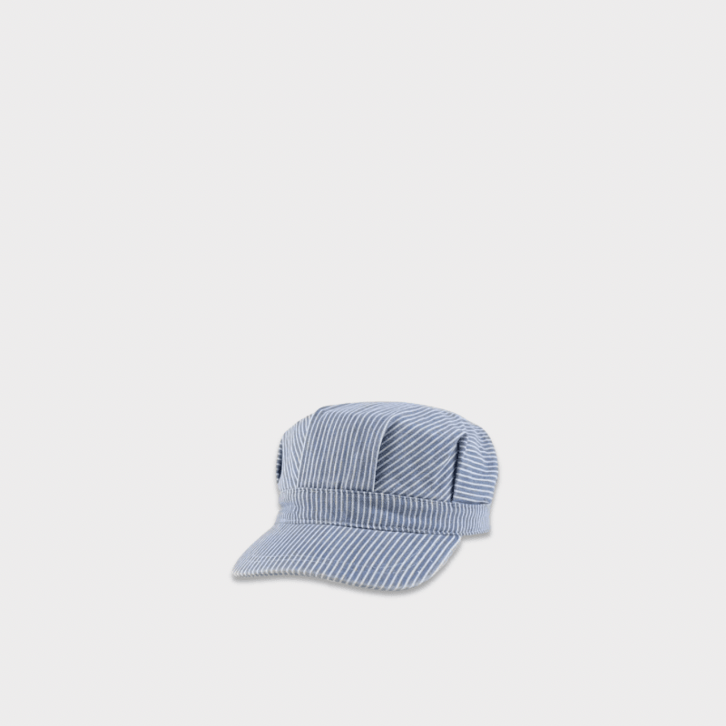 Women’s woman womens Men’s man mens Unisex Genflex Gender Neutral Genderfluid Casual striped pattern summer holiday getaway festival party Engineers Hat Headwear fashion hats accessories in light sky blue with white color stripes