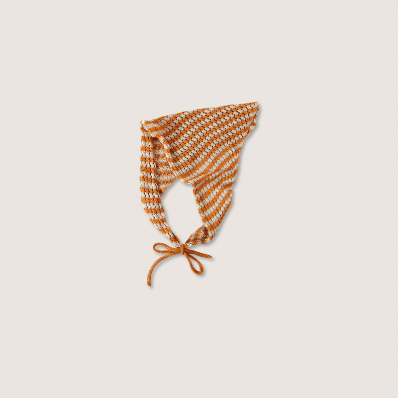 Women’s woman womens Casual stipes soft knit bohemian spring holiday getaway evening party trianglular boho striped triangle head scarf Knitted Headscarf Headwear fashion Retro scarves accessories in orange