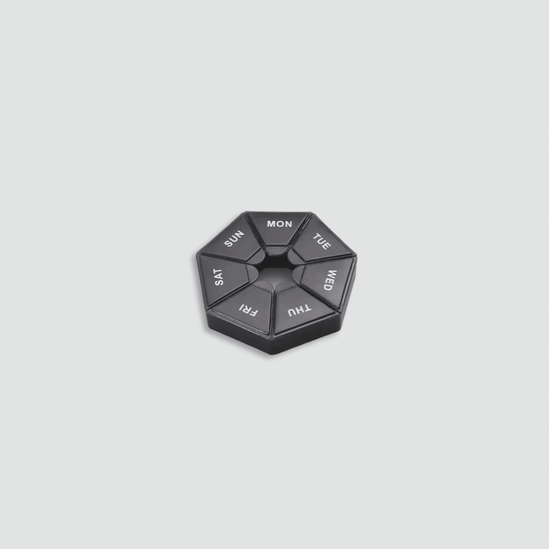 Essential vacation holiday getaway travel accessories medical supplies Medicine Box Weekly Tablet Holder Portable Travel Mini Small medication box PP PIllcase ‐ 7 Days pill cases Storage Organizer Containers accessory supply boxes in black