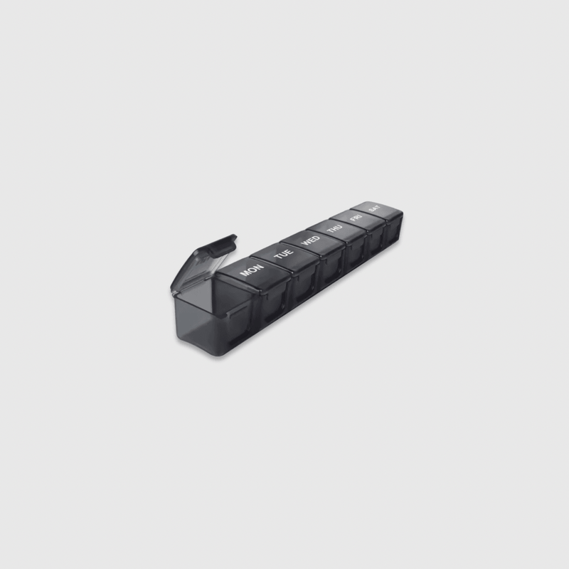 Essential vacation holiday getaway travel accessories medical supplies Medicine Box Weekly Tablet Holder Portable Travel Mini Small medication box PP PIllcase ‐ 7 Days pill cases Storage Organizer Containers accessory supply boxes in black