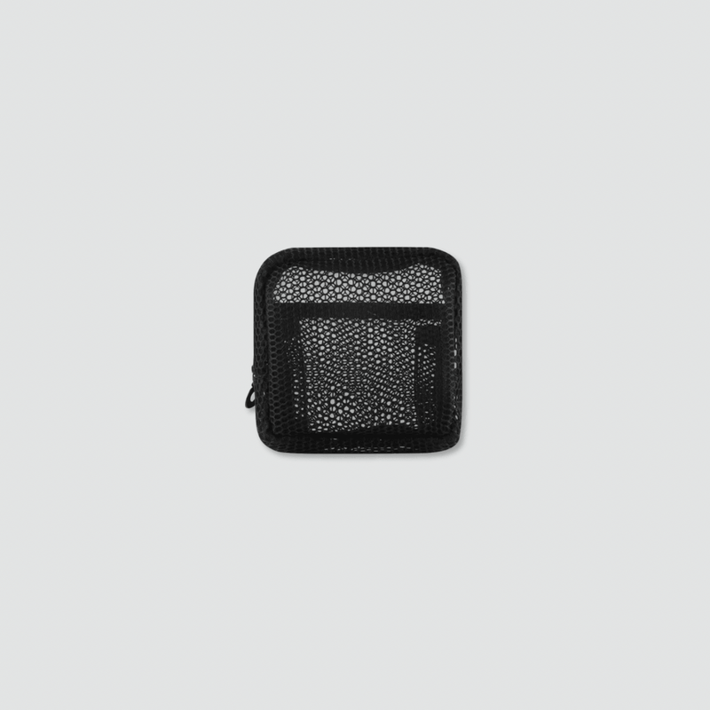 Essential vacation holiday getaway portable travel accessories Lipstick Cosmetic sundries supplies Polyester Mesh Travel Bag with Zip Storage Organizer accessory supply bags in black
