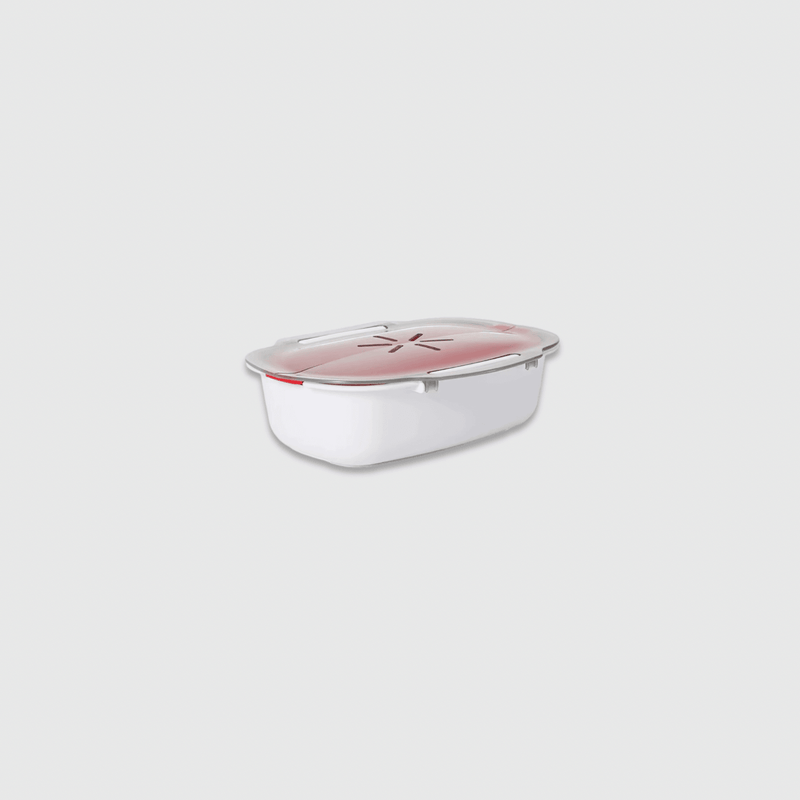 Steam Case Plastic with Lid Microwave Oven Steamer For Steamed Bread Bun Dumpling Fish Kitchen Tools Cooking food steamers Tools in white with red