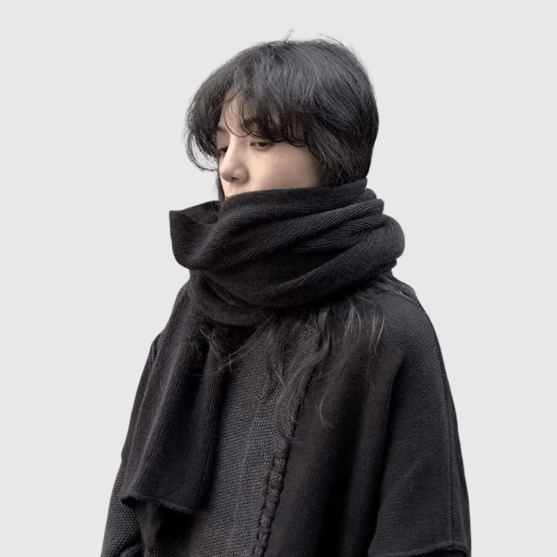 Women’s woman womens Men’s man mens Skin-friendly Unisex Genflex Gender Neutral Genderfluid petite-, tall-, plus-, size alternate aesthetic luxury Casual Fall Autumn Winter Spring cold weather winter accessory long think knit scarf Fashion Scarves accessories in black