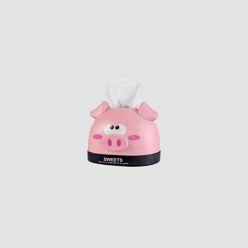 Women’s woman womens Men’s man mens Unisex Genflex Gender Neutral Genderfluid Creative Paper Towel Box Car Living Room Home Napkin Roll Paper Tube Bedroom Dormitory Desktop Simple Cute Kawaii Cartoon animal pig face design Tissue Boxes in pink