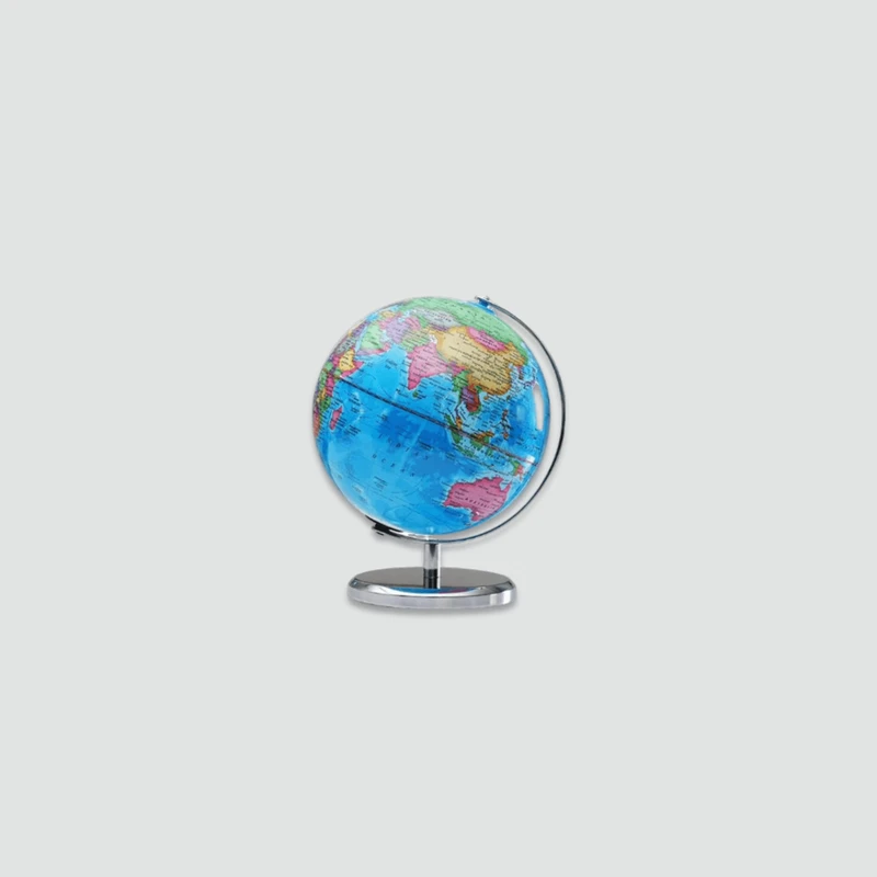 Modern minimalist Space Saving office home student child children’s kids dorm study room Educational learning Dormitory metal light Vintage sturdy Sphere Diameter 25cm Pure English HD Printed 360° Student Teaching LED Light Desk Lamp Globe Metal ABS Office Crafts World Globe Lamp Countertop Decor Fashion globes maps Lamps lighting in silver multicolor