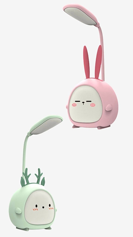 Cute Cartoon Rabbit Deer Green Pink Desk Lamp USB Recharge Foldable Light LED Night Kids Reading Light Eye Protective Lamp Colorful Night Light Office Study Room Desk Lamps Trending
